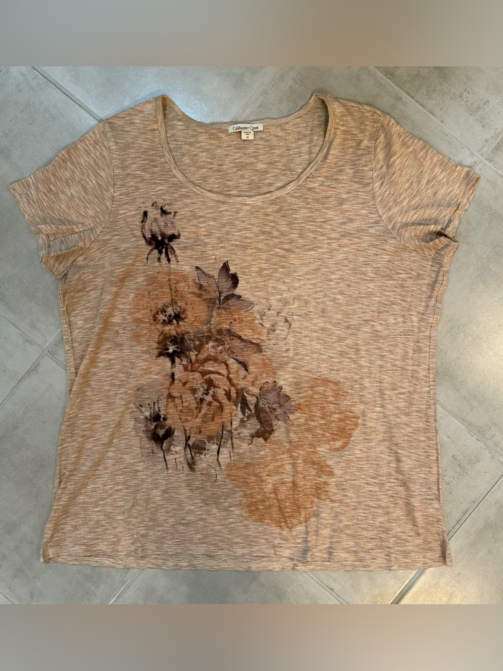 Coldwater Creek Brown Tee Sz 1X NWOT